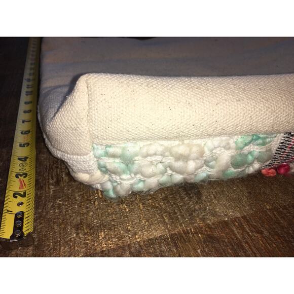 Katydid Textured Boho Large Tote Bag Multicolor Ivory Tassel Beachy Bright Fun - Picture 4 of 8